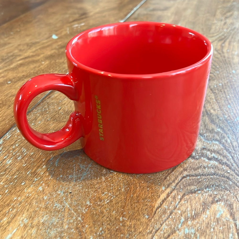 Starbucks stackable Red Mug 2017 12 ounces gold metallic Starbucks